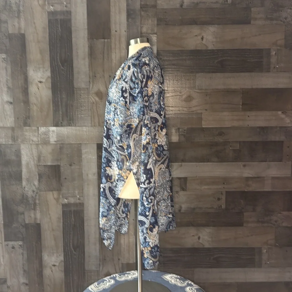 NWT! Blue floral paisley Kimono OS sparkly rhinestones dark feminine resortwear